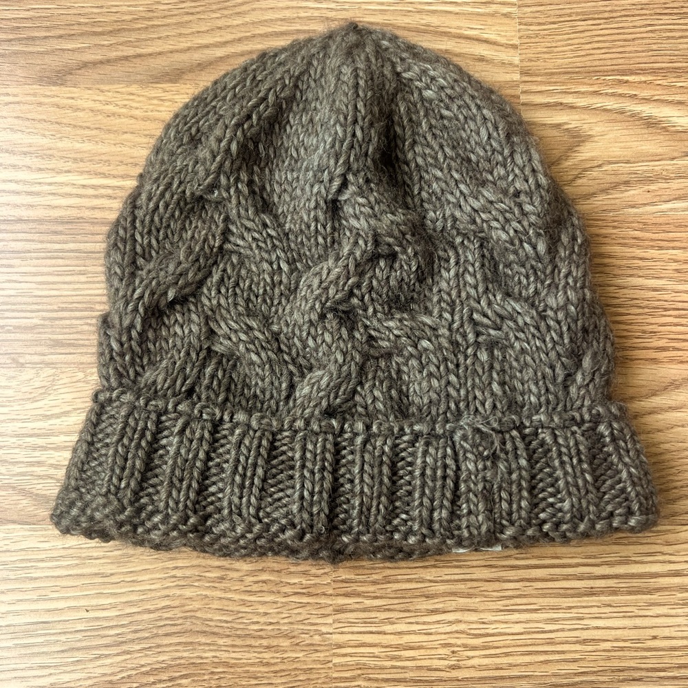 Cable Knit Chunky Winter Hat Beanie Made Italy Wool Alpaca Blend Womens One Size